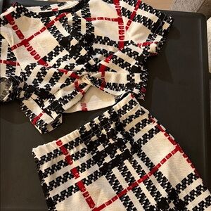 Plaid Crop Top and Skirt Set